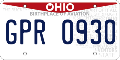 OH license plate GPR0930