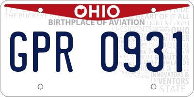 OH license plate GPR0931