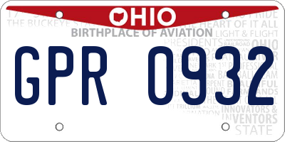 OH license plate GPR0932