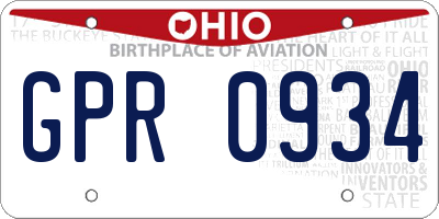 OH license plate GPR0934