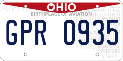 OH license plate GPR0935