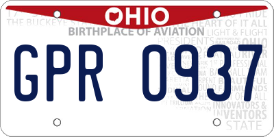OH license plate GPR0937