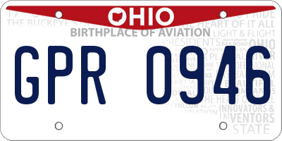 OH license plate GPR0946