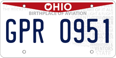 OH license plate GPR0951