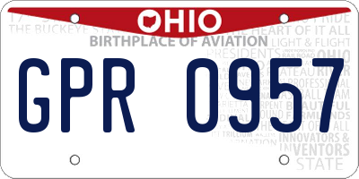 OH license plate GPR0957