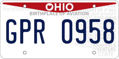 OH license plate GPR0958