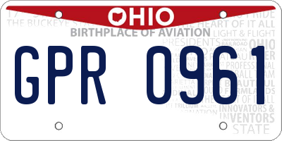 OH license plate GPR0961