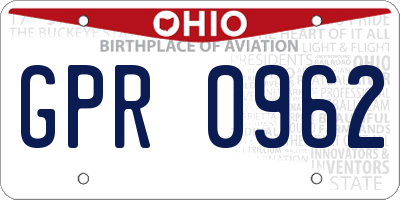 OH license plate GPR0962