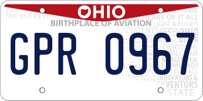 OH license plate GPR0967