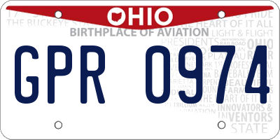 OH license plate GPR0974