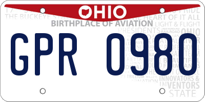 OH license plate GPR0980