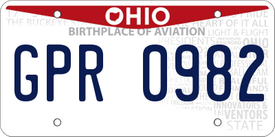 OH license plate GPR0982