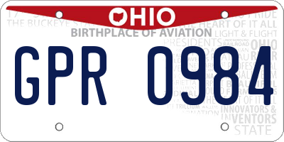 OH license plate GPR0984