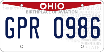 OH license plate GPR0986