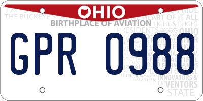 OH license plate GPR0988