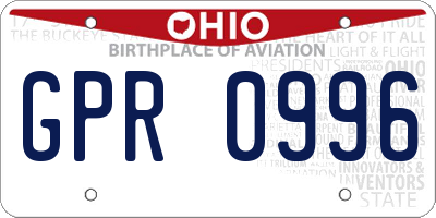 OH license plate GPR0996