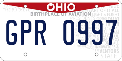 OH license plate GPR0997