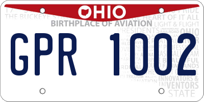 OH license plate GPR1002