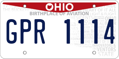 OH license plate GPR1114