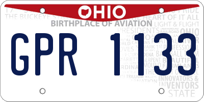 OH license plate GPR1133