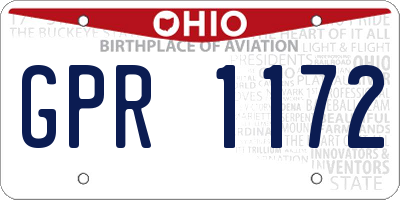 OH license plate GPR1172