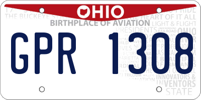 OH license plate GPR1308