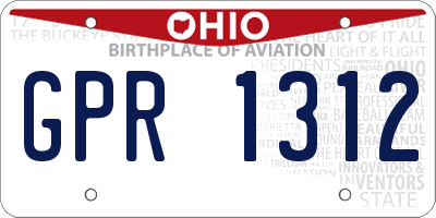 OH license plate GPR1312