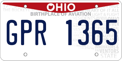 OH license plate GPR1365