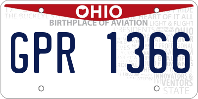 OH license plate GPR1366