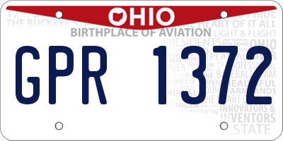 OH license plate GPR1372