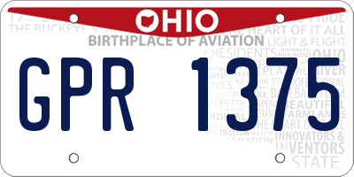 OH license plate GPR1375