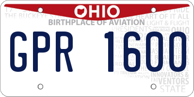 OH license plate GPR1600