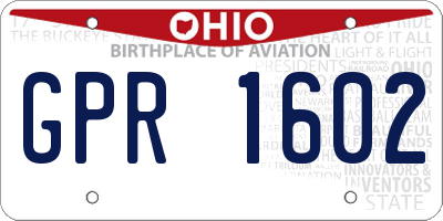 OH license plate GPR1602