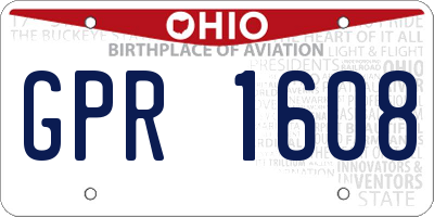 OH license plate GPR1608