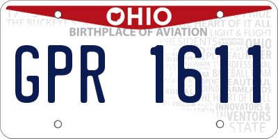 OH license plate GPR1611