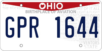 OH license plate GPR1644