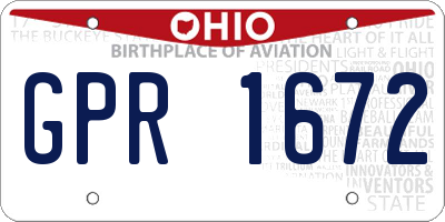 OH license plate GPR1672