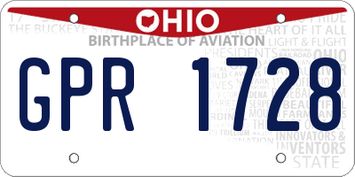 OH license plate GPR1728