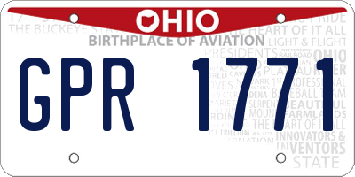 OH license plate GPR1771