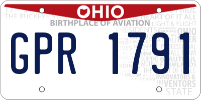 OH license plate GPR1791