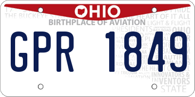 OH license plate GPR1849