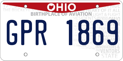 OH license plate GPR1869
