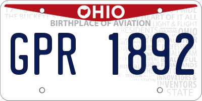 OH license plate GPR1892