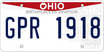 OH license plate GPR1918