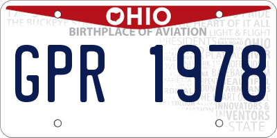 OH license plate GPR1978