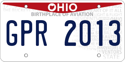 OH license plate GPR2013