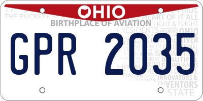 OH license plate GPR2035