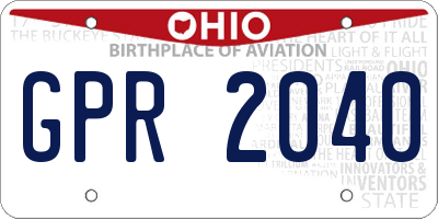 OH license plate GPR2040
