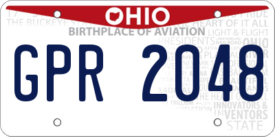 OH license plate GPR2048