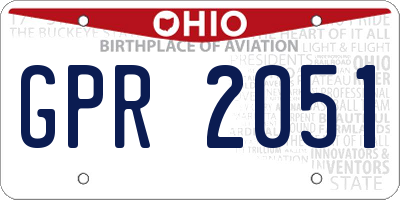 OH license plate GPR2051